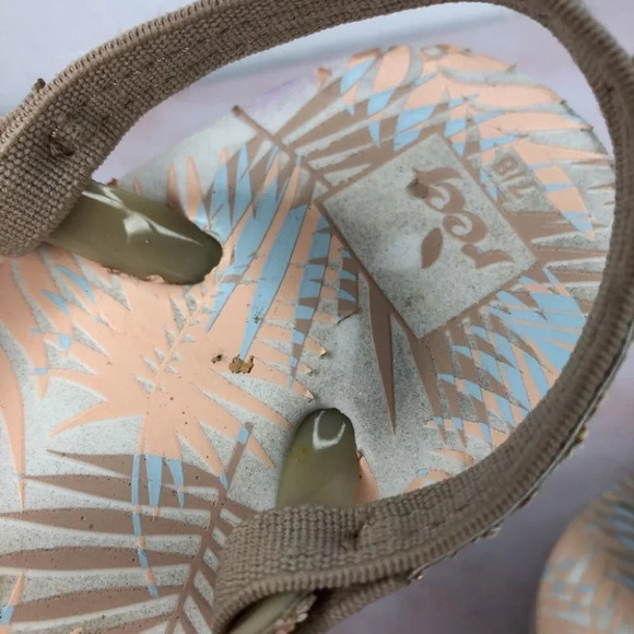 Reef flip flops glitter peach tropical size 7-8 toddler - Picture 11 of 13